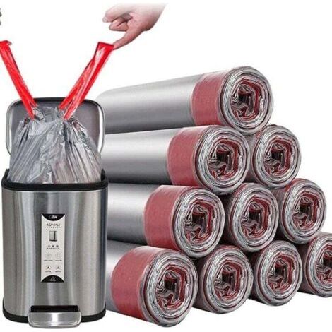 Müllbeutel Mit Kordelzug – Dickere Badezimmer-mülleimereinlagen Für Schlafzimmer, Küche, 50 Stück, 4–6 Gallonen (grau)