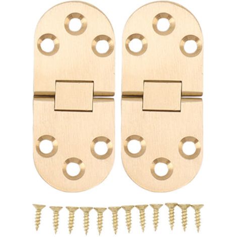Packung Mit 2 Klappscharnieren Aus Rostfreiem Messing Mit Abgerundeten Kanten, 180°-öffnung, Mit Schrauben, Für Klapptisch Und Nähmaschine (2,0 Mm).