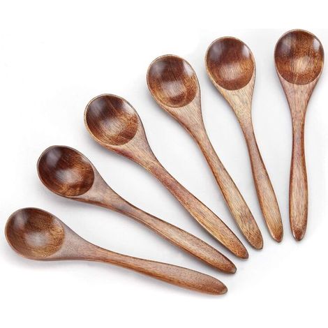 6 Stück Kleine Holzlöffel, Kleine Teelöffel Aus Holz, Servierutensilien Aus Holz Zum Kochen, Kleine Gewürzlöffel