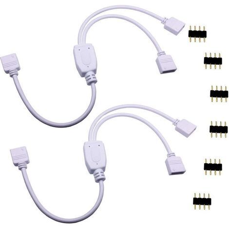 2 Stück Splitterkabel 1 Auf 2 Rgb-led-streifen, Splitterkabel, Led-streifen, 2-wege-dc-splitter, 1 Auf 2 Led-splitterkabel, 4-poliges Verlängerungskabel Für Smd 5050 3528 2835 Rgb-led-streifen – 30 Cm