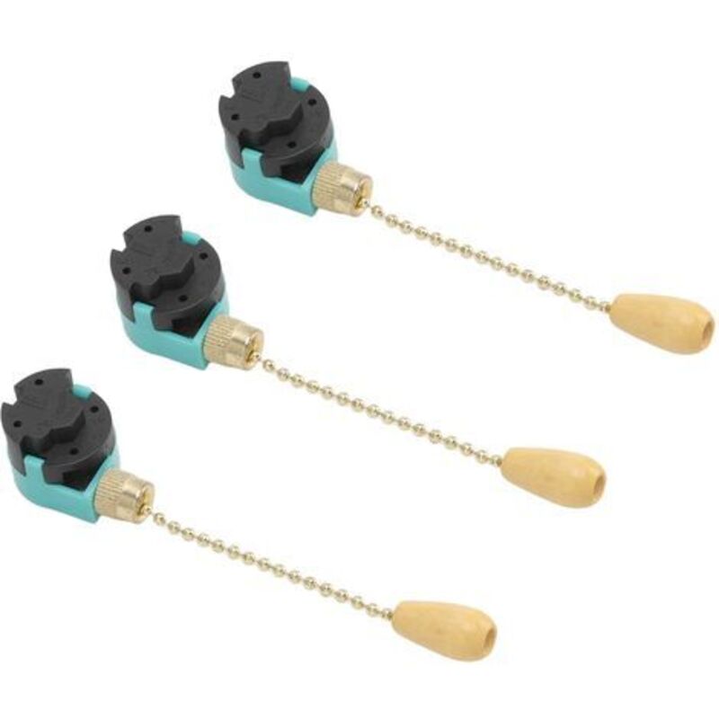 3 Stück Zugkettenschalter, Deckenventilator-lichtschalter, 3 Geschwindigkeiten, 4 Drähte Für Deckenleuchte, Ventilator, Lampe, Wandleuchte (gold)