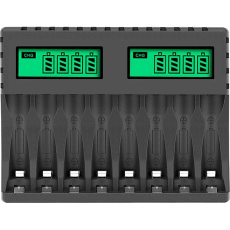 8-fach Wiederaufladbares Batterieladegerät, Schnellladung Für Aa- Und Aaa-batterien Mit Usb-anschluss