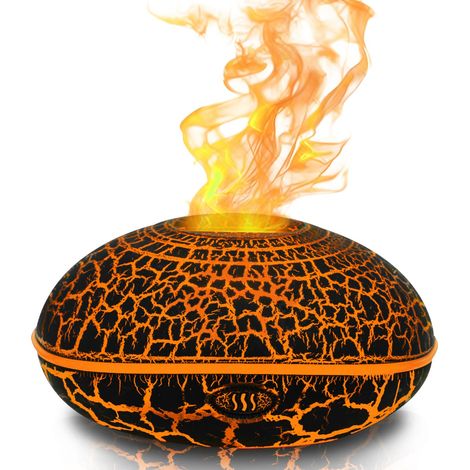 Diffuseurs D'Huiles Essentielles 200 Ml, Diffuseurs D'Huiles Mit Flammeneffekt, Ultraschallbefeuchter Mit 7 Farben