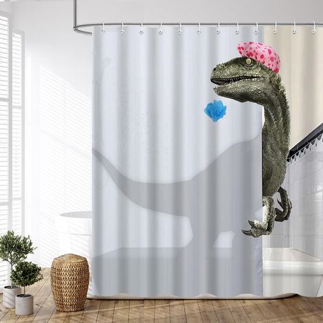 Lustiges Dinosaurier-duschbad, Duschbadewanne Auf Stoff Mit Animiertem Dinosaurier-design, 180 X 200 Cm