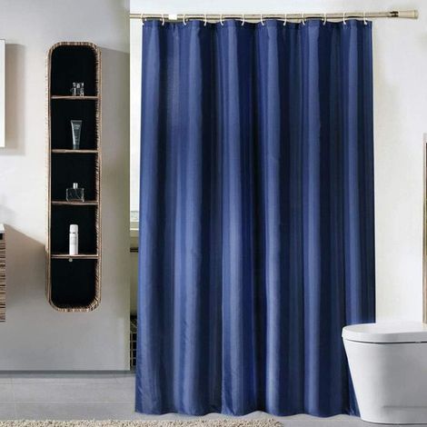 Rideau De Salle De Bain En Tissu Épaissi Avec Crochets – Rideau De Salle De Bain Décoratif Et Unperméable – 220 X 220cm (bleu Marine)