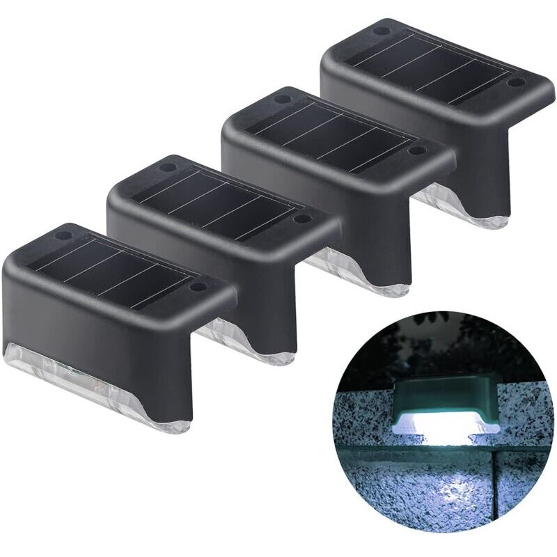 4 Stück Pont Solaires-lampen, Lumières D'Étape Solaires-lampen, Wasserdichte Led-solarlampen, Solarlampen Für Jardin Escaliers Extérieurs, Marche, Clôture, Cour, Patio Et Chemin