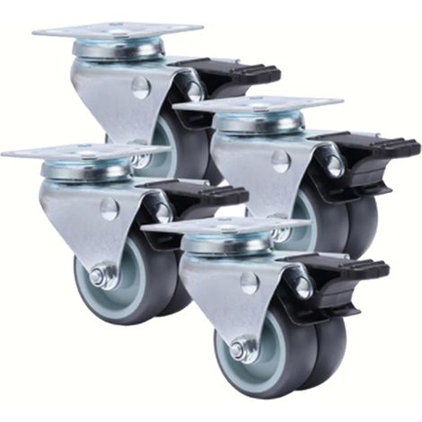 4er-pack 5 Cm Universal-möbelrollen, Robuste Lenkrollen, Weiche Gummirollen Mit Bremse Für Plattformwagen