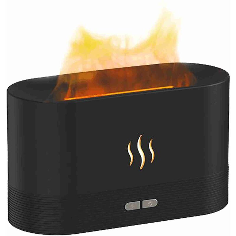 Aromadiffusor Mit Flammeneffekt, 180 Ml Diffusor Und Luftbefeuchter Für Ätherische Öle, Kann Öl Hinzufügen, Für Schlafzimmer, Spa, Yoga, Büro (schwarz)