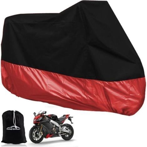 Housse De Protection Respirante Couvre-moto Velo Vtt Scoote Moto Bache Étanche Et Anti-uv Sac De Rangement Noir/ Rouge Taille Xl