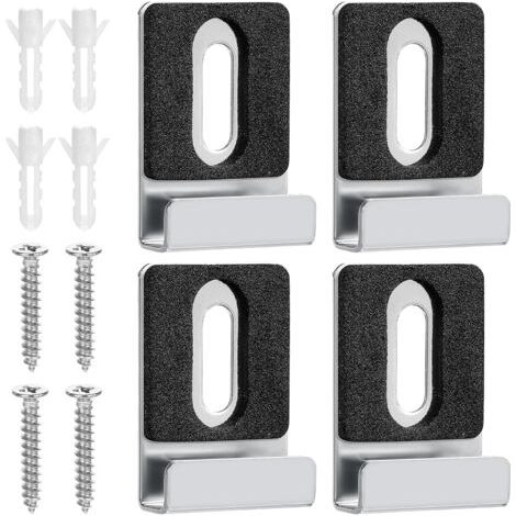 Set Mit 4 Stabilen Wandhalterungen Aus Edelstahl Für Spiegel, Mit Dübeln Und Schrauben.