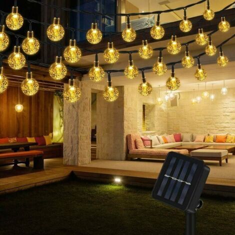 Solar-girlande Für Den Außenbereich, 12 M, 100 Leds, Warmweiße Lichtgirlande Mit 8 Modi Und Wasserdichter Ip65-dekorationslampe, Ideal Für Zuhause, Garten, Festival, Weihnachtsbaum.