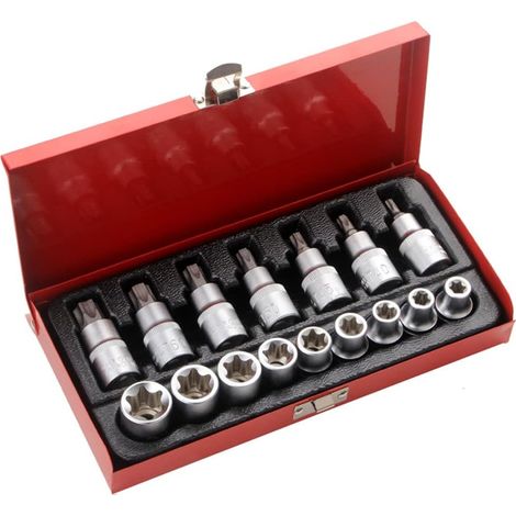 Praktische Box Mit 16 Fassungen: 9 Fassungen E10 Bis E24 Und 7 Fassungen T30 Bis T70, Mechanikerwerkzeug