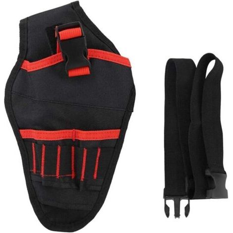 Tasche Für Elektrische Bohrmaschinen, Werkzeugkoffer Mit Verstellbarem Werkzeuggürtel, Zubehörfach Und Schlaufen Zur Aufbewahrung Von Werkzeugen Und Bohrmaschine.