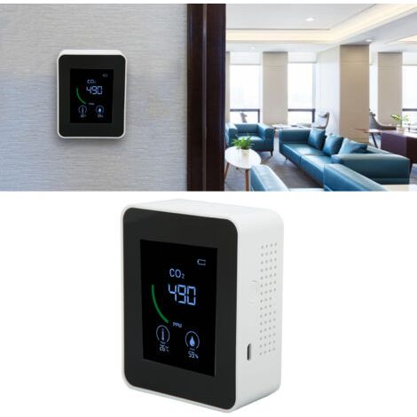 Kohlendioxid-detektor, Usb-lade-tvoc-sensor, Festkörper-luftqualitätsmonitor Mit Temperatur- Und Luftfeuchtigkeitstest, Weiß, Dubuns