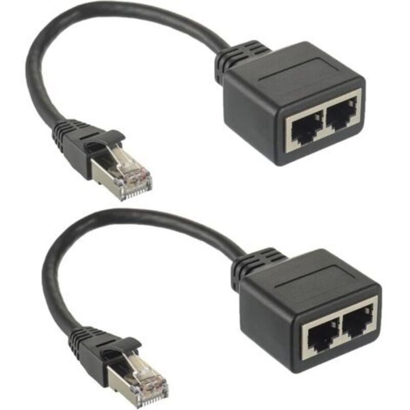Rj45-splitter-adapter, 1 Stecker Auf 2 Buchsen, Ethernet-kabelverlängerung Für Cat5, Cat5e, Cat6, Cat7 (2 Stück)