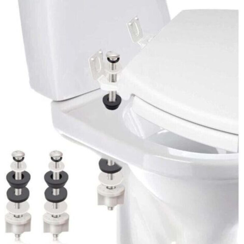 2-teiliges Universal-scharnierschrauben-set Für Toilettendeckel, Robuste Toilettenschrauben, Wasserdichter Edelstahl Und Gummi-unterlegscheiben Mit Extra Langer Mutter, Feststellschraube