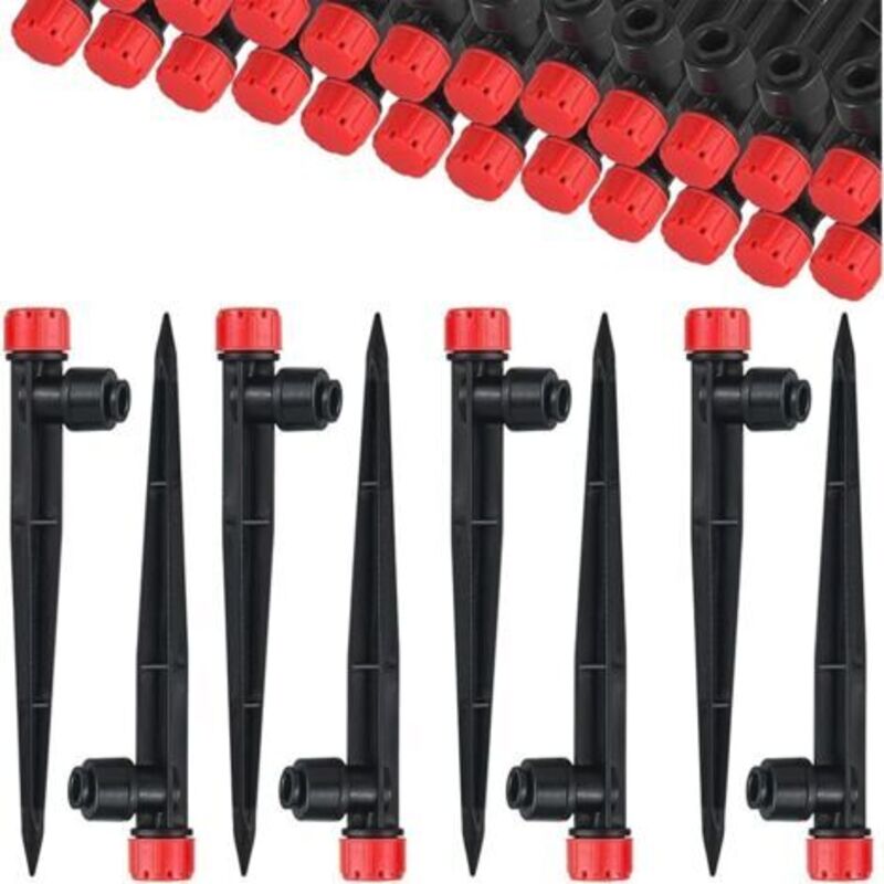 20 Stück 360° Verstellbare Bewässerungssprinkler, 8 Löcher Mit Pflock Und Mikro-tropfschlauchhalter Für 1/4-zoll-schlauch, Bewässerungssets Für Gewächshaus, Topfpflanzen (rot)