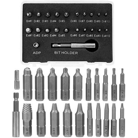 Kit Zum Ausdrehen Gebrochener Schrauben (22-teilig): Werkzeuge Für Beschädigte Schrauben Und Gebrochene Bolzen Mit Stecknussadapter Und Magnetischem Bithalter.