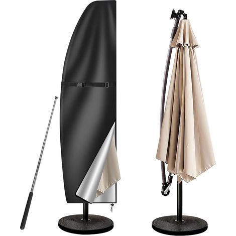 Wasserdichte 210d-abdeckung Für Bananen-offset-sonnenschirme, Schwarz, Kompatibel Mit 280-cm-offset-sonnenschirmen