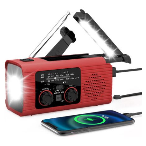 Solarbetriebenes Handkurbel-überlebensradio Mit Powerbank, Led-taschenlampe, Sos-alarm, Ideal Für Notsituationen Und Camping.