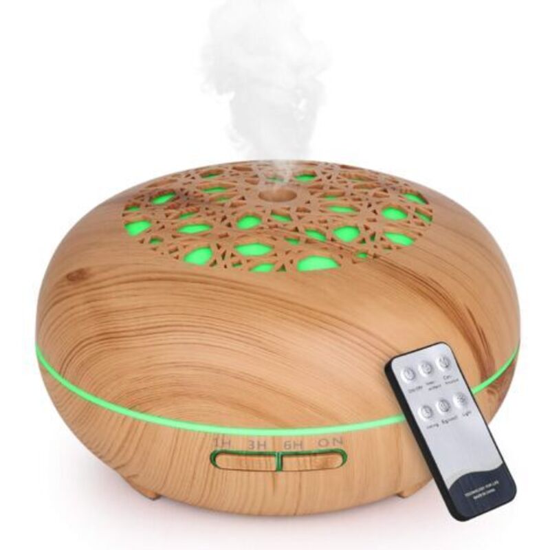 Diffusor Für Ätherische Öle, 550 Ml – Elektrischer Luftbefeuchter Mit Holzmaserung – 3 Minuten-regler – Leiser Betrieb