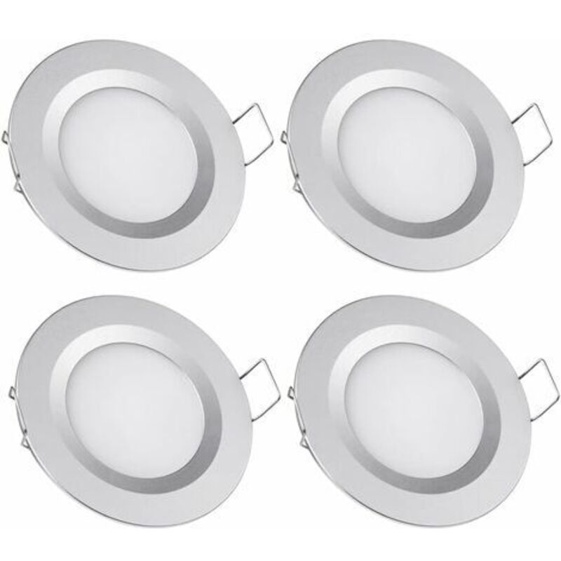 Set Mit 4 Led-einbaustrahlern 12 V – Loch 58–65 Mm – 3 W 6400 K Kaltweiß – Ultradünnes Aluminium Für Wohnmobil Und Boot