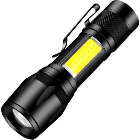 Mini-taschenlampe, Verstellbare Zoom-taschenlampe, Led-taschenlampe Mit Clip, Wasserdichte, Wiederaufladbare Usb-taschenlampe Aus Aluminium