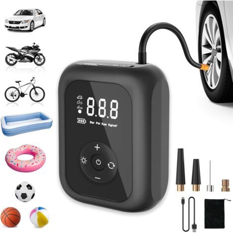 Luftkompressor Für Autoreifen, Kabelloser Reifenfüller, Elektrische Fahrradpumpe, Tragbarer Luftkompressor Mit Lcd-display