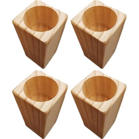 Lot Von 4 Holzregalen, Tischständern Von Pieds, 10 Cm, Mit Eingegossenem Rundem Trou 5 Cm Durchmesser, Multifunktionsregalen Für Stühle, Tische, Liegen Usw