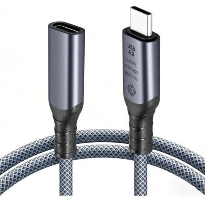 40 Gbit/s Usb-c-kabelverlängerung, Usb 4.0-verlängerung Mit 8k@60hz-videoübertragung, 240 W Pd3.1-schnellladung, Für Macbook Pro, Dock, Monitor, Ssd, Kompatibel Mit