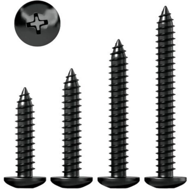 50 Stück M3 X 8 Mm Kreuzkopfschrauben, Schwarze Selbstschneidende Rundkopfschrauben, Befestigungselemente Für Kunststoff, Holz, Weiches Metall