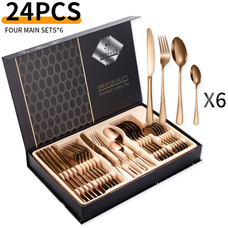 24-teiliges Besteckset Aus Edelstahl – Für 6 Personen – Edelstahl – Roségold