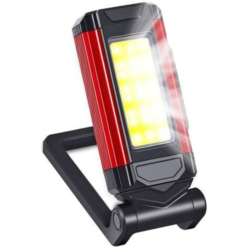 Led-arbeitslampe, Biegbar, Abs, Wiederaufladbar Über Usb, Strom, 1800 Mah, 2000 Lm, Für Camping, Autoreparatur, Notfallarbeiten, Rot/schwarz