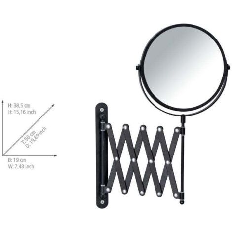 Schwarzer Spiegel Mit 3-facher Vergrößerung, Teleskopisch, 16 Cm, Wand-make-up-spiegel, Badezimmerspiegel, 3-fach Vergrößerungsspiegel, Ausziehbarer Wandspiegel, Industrieller Schwarzer Spiegel, Gelen