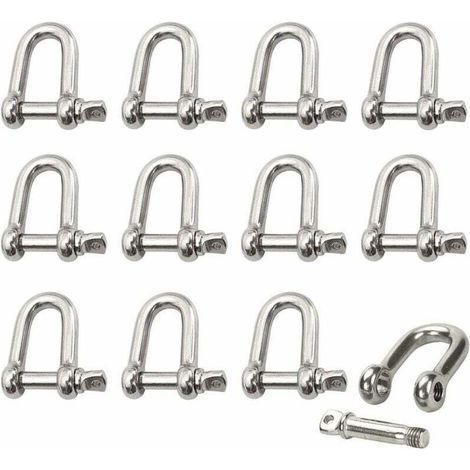 Edelstahlschäkel, 12 Stück, M4 Edelstahlschäkel, Hebeschäkelkette, D-ring-schäkel, Schäkelstift, Schraubschnalle, Gerade Schäkeldichtung, Verschluss Für Kette