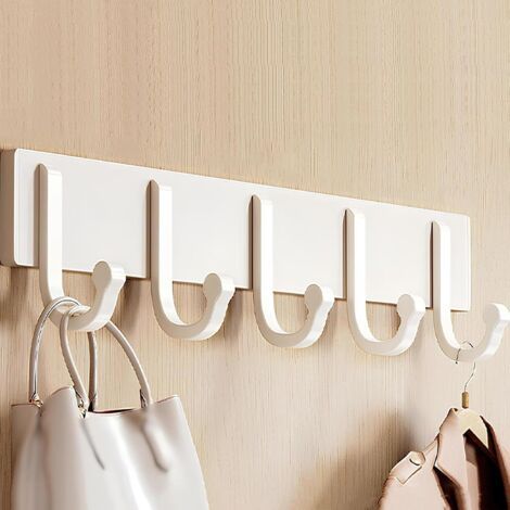 Wandgarderobenhaken, Wandhaken Im Landhausstil Zum Aufhängen Von Kleidung, Hakenleiste Aus Aluminiumlegierung (weiß, 38 Cm)