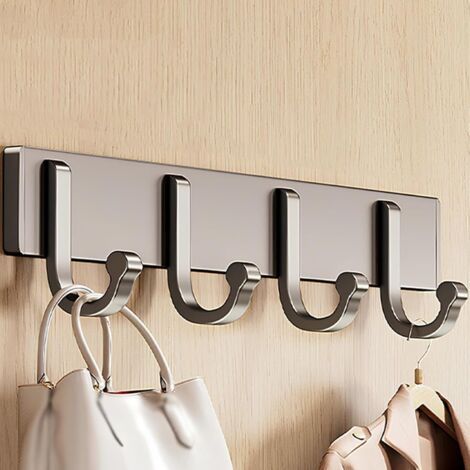 Wandgarderobenhaken, Wandhaken Im Landhausstil Zum Aufhängen Von Kleidung, Hakenleiste Aus Aluminiumlegierung (grau, 29,7 Cm)