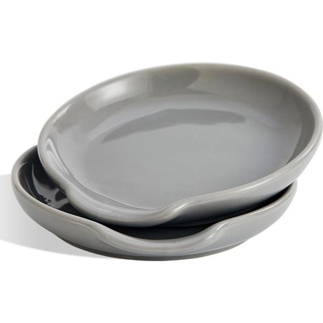 Set Aus 2 Küchen-porte-cuillères Aus Keramik Für Spatel, Pinzetten, Utensilien, Grau.