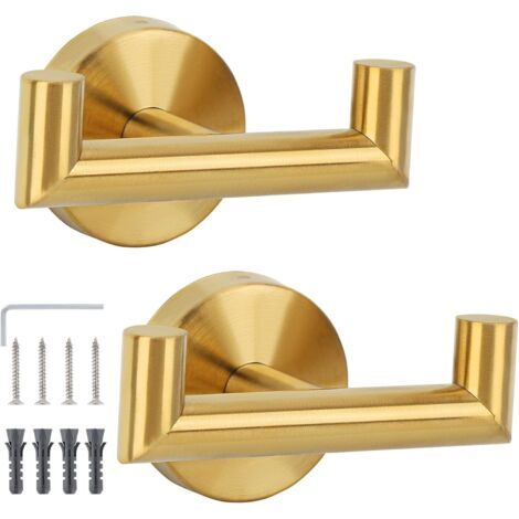 2er-pack Badezimmerhaken, Küchenhandtuchhalter, Wandhaken Mit Schrauben, Edelstahlhaken, Wandmontierter Handtuchhalter, Haken Und Wohnaccessoires (gold)