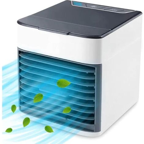 Tragbarer Leiser 3-gang-leistungsstarker Leiser Tischventilator Mit Led-licht 4 In 1: Klimaanlage, Luftbefeuchter, Luftreiniger, Ideal Für Zuhause, Büro Und