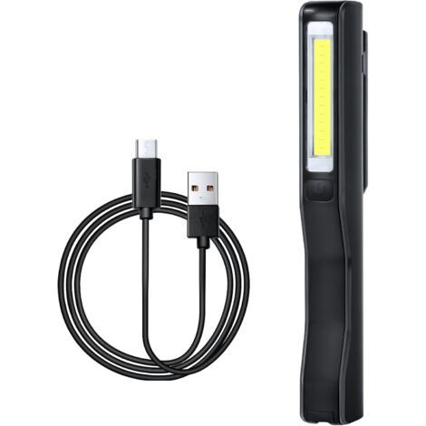Fwiederaufladbare Led-arbeitsleuchte, 180 Lumen, Cob-mechanikerlampe, Extrem Leistungsstarke Taschenlampe, Inspektionslampe Für Auto, Garage, Werkstatt, Heimwerker, Camping, Mit Usb-kabel Und Clip (sc