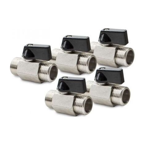 Packung Mit 5 Stück 3/8" Außengewinde X Außengewinde Mini-kugelhahn Aus Vernickeltem Messing