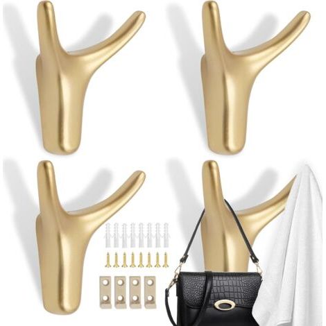 Set Mit 4 Kleiderhaken, Metall-wandgarderobe In Gold, Mit Schrauben Und Sicherheitsschnalle, Vintage-kleiderhaken Für Badezimmer, Küche, Schlafzimmer