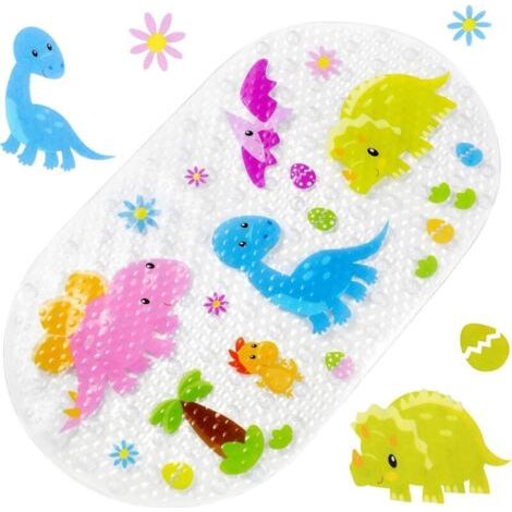 69x39cm Baozun Tapis De Bain De Bande Dessinée, Tapis De Baignoire Antidérapant Avec Ventouse Tapis De Douche (dinosaurier)