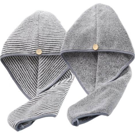 Lot Von 2 Turban-servietten Aus Feuchter Mikrofaser Für Die Haare, Schnell Trocknend
