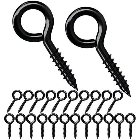 20 Stück 25 Mm Ösenschraube, Selbstschneidende Ringschraube, Runde Ösen, Metallhakenschraube, Für Innen- Und Außendekoration, Schwarz