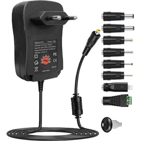 30 W 8-sockel-multifunktionsladegerät, Einstellbares Netzteil Nach Europäischem Standard, 3 V Auf 12 V Multifunktions-ladegerät-adapter Xxw