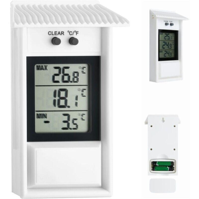 Numerisches Thermometer, Elektronisches Außenthermometer Für Temperatur Und Luftfeuchtigkeit, Abluft, Für Den Kühlschrank, Temperaturwert, Speicherfunktion, Verwendbar Im Innen- Oder Außenbereich
