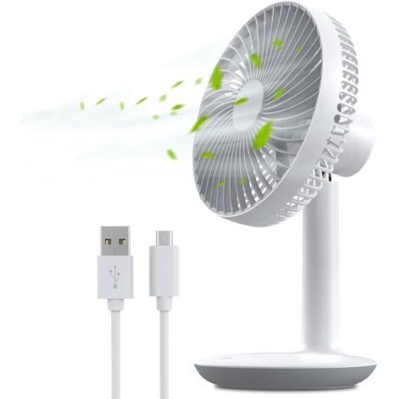 Tischventilator, Wiederaufladbar, Usb 4000 Mah – 4 Leise Betriebsstunden – Neigung 50° – Motor Ohne Balais – 16 Cm Kompakt