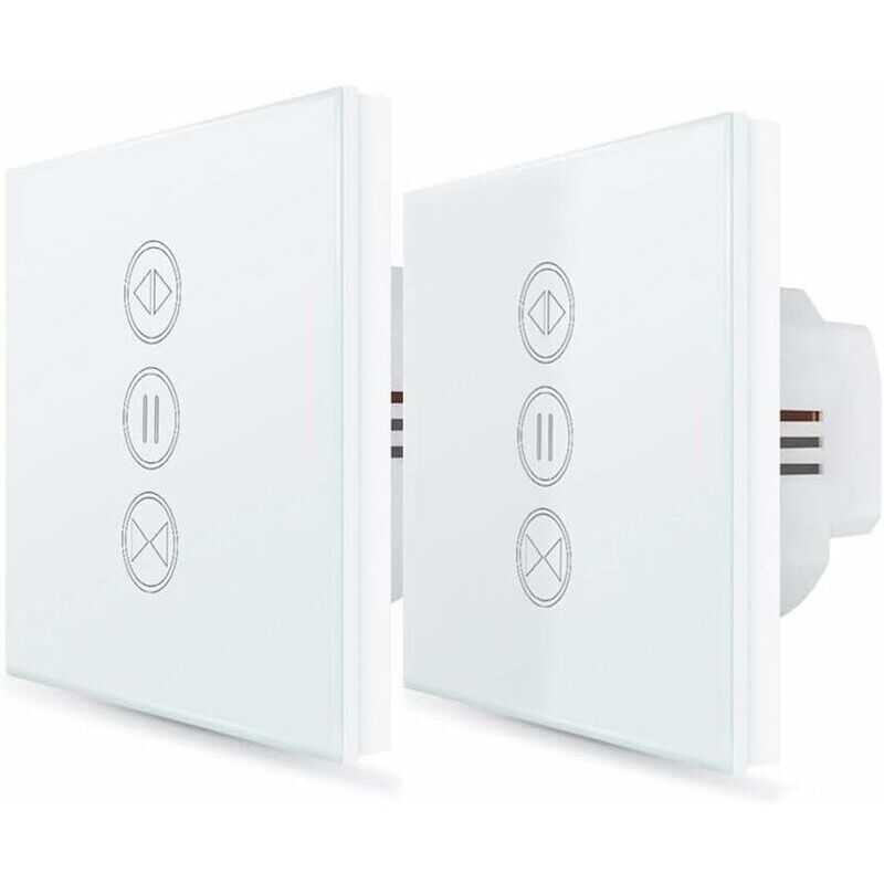 ２x Interrupteur Volet Roulant Connecté, Ouverture Réglable, Commutateur Rideau Stores Wifi, Kompatibel Mit Alexa Google Home Für Sprachbefehle, Minuterie Intelligent Moteur Mural--